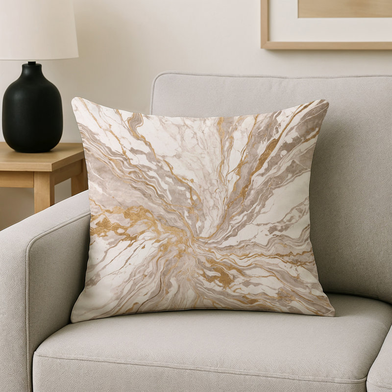 Coussin décoratif intérieur / extérieur gris Modern Modern, Carré 16 po, Gris abstrait 267
