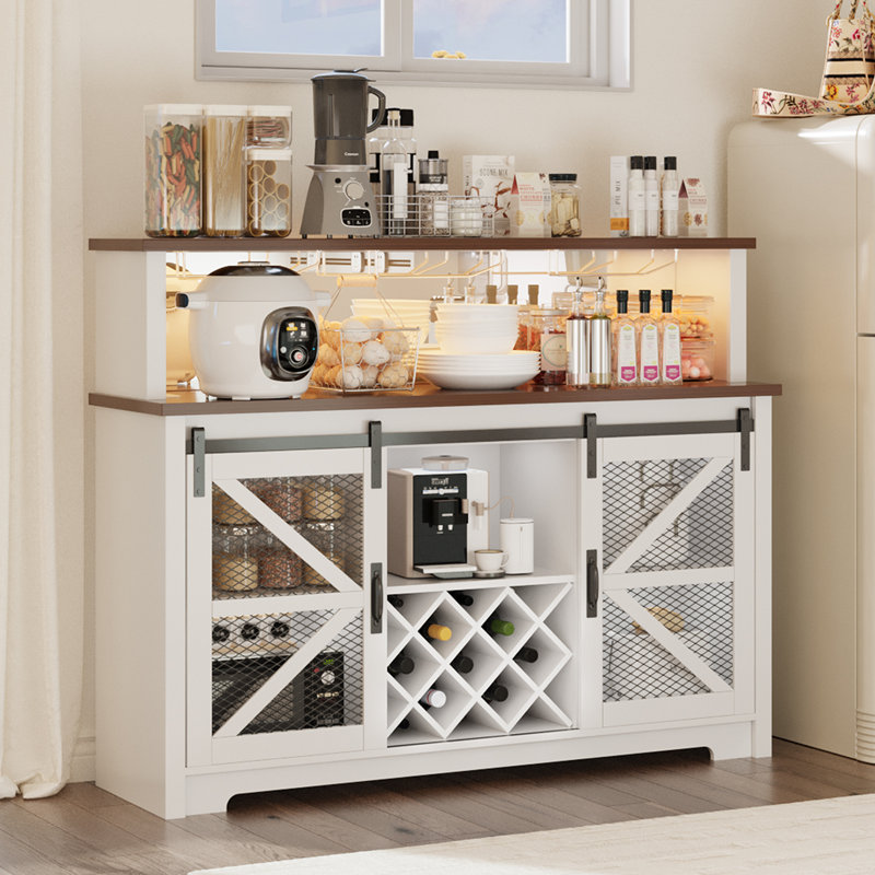55" Farmhouse Buffet Cabinet With Storage, White