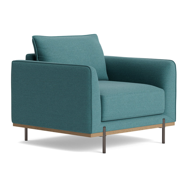 Fauteuil d'appoint en velours azur, vert olive, Velours bleu pacifique