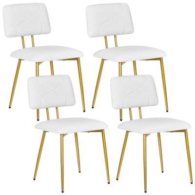 Shen Modern Upholstered Dining Chairs Set Of 4, PU Leather Kitchen Chairs With Padded Seat And Backrest, Mid-Century Modern Armless Side Chairs With Metal Legs, Accent Dining Room Chairs For Kitchen, Living Room, Apartment