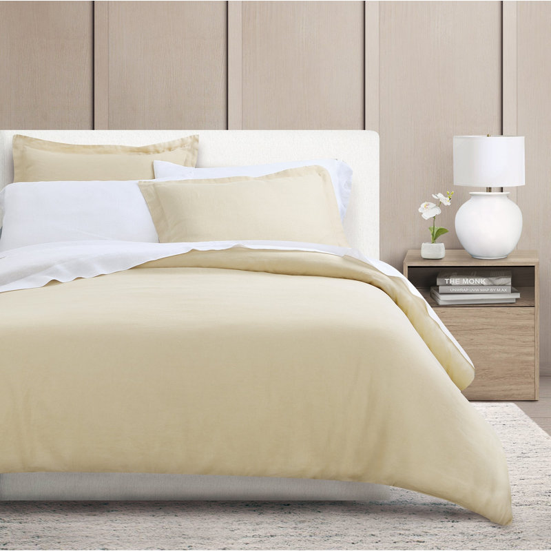 Frazier 100% Linen Machine Woven Sheet Set, Full Sheet Set with 2 Pillowcases, Tan
