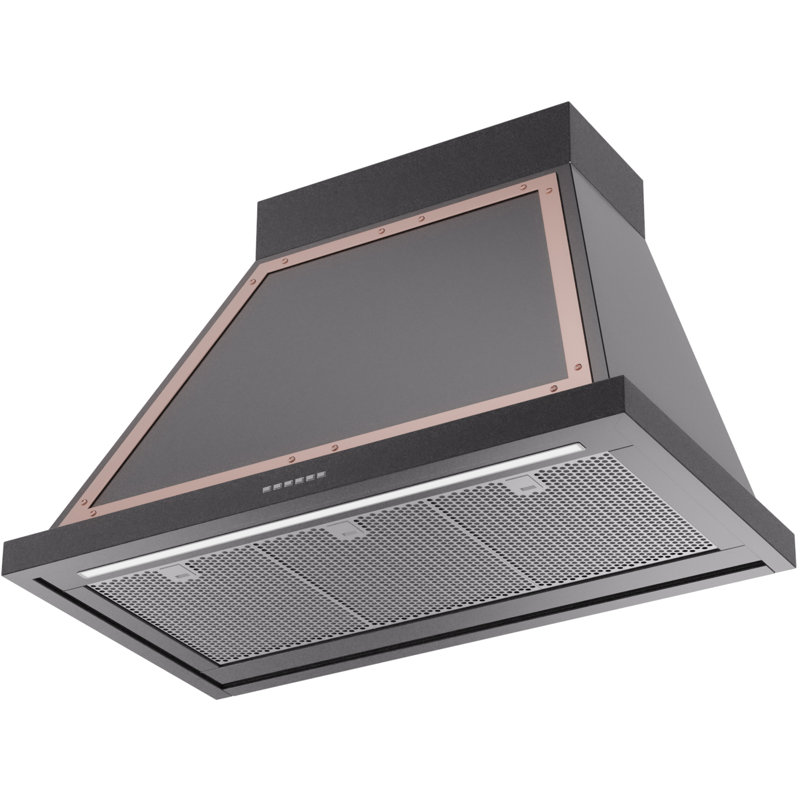 ILVE 36" Nostalgie II Noblesse 600 CFM Ducted Wall Mount Range Hood, Glossy Black/Copper