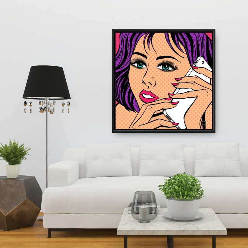 Art pop art sur toile, Dame au téléphone Pop