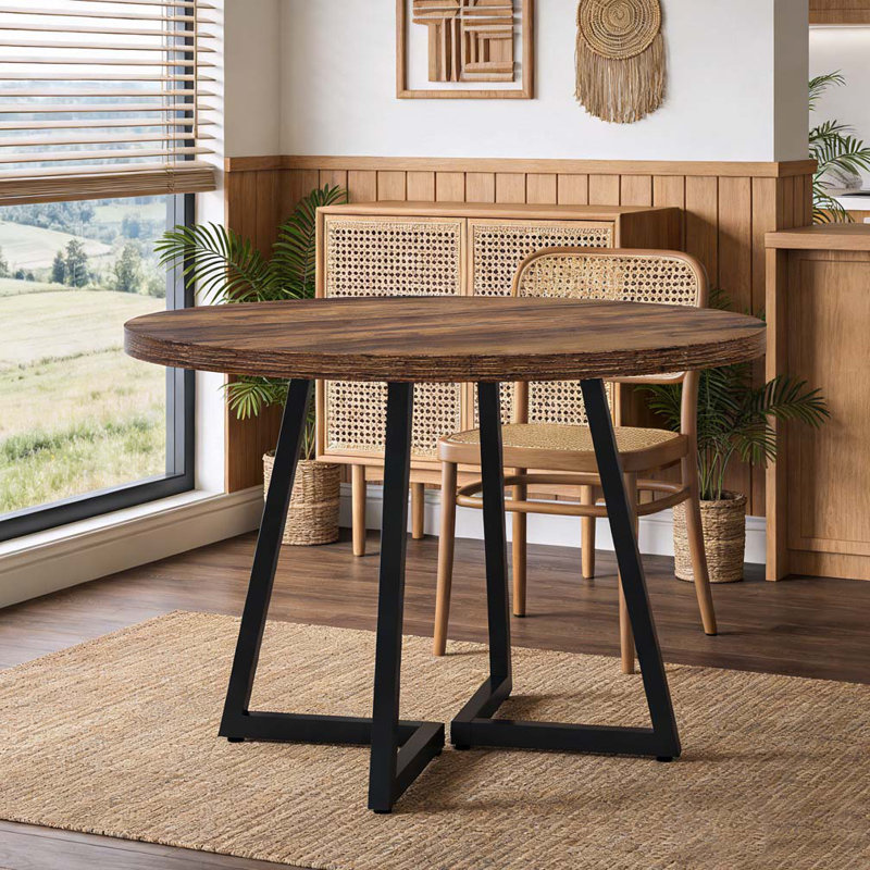 Table de salle à manger industrielle avec base en métal robuste