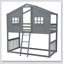 Twin Over Twin House Bunk Bed With Ladder, Wood Bed-1145207096