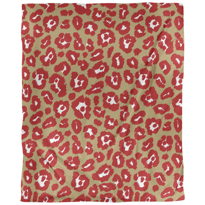 Housse de couette à imprimé léopard Throwback, Microfibre, Housse de couette pour grand lit, Rouge / Brun clair