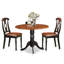 L'ensemble de 3 tables de salle à manger modernes comprend une table ronde en bois avec Dropleaf et 2 chaises de cuisine en similicuir de 42 po x 42 po, noir et cerise-1005409574-1005409572-1064442627
