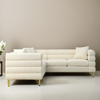 81.62" Upholstered L Shaped Sectional Corner Sofa Couch for Living Room
