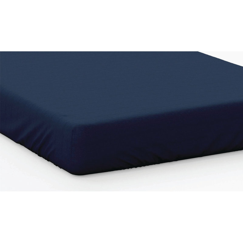 Plain Dye 200 TC Egyptian-Quality Cotton Egyptian Cotton Plain Weave / Muslin Fitted Sheet, Kingsize (5'), Navy