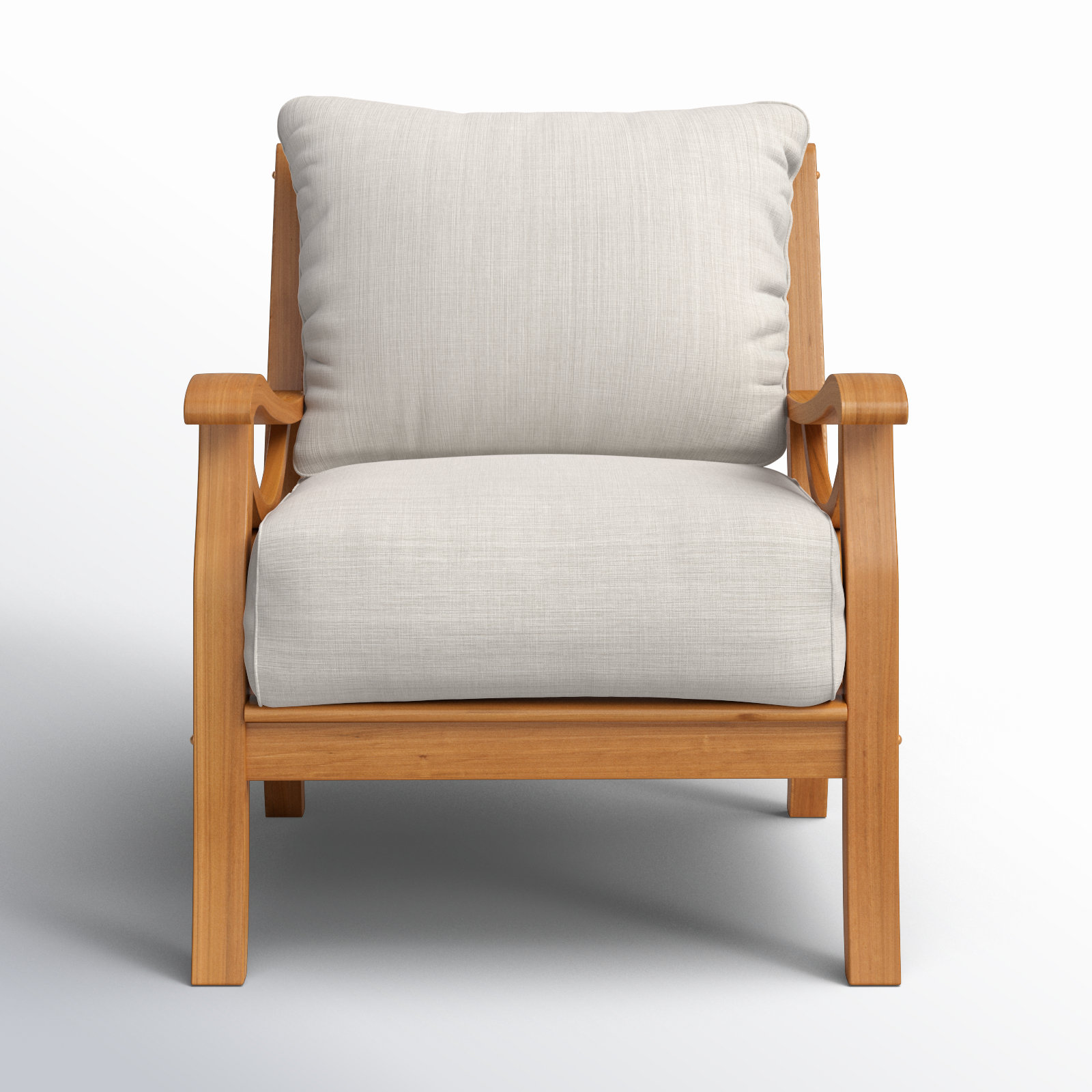 Brunswick Teak Patio Chair with Cushions, Beige, Natural