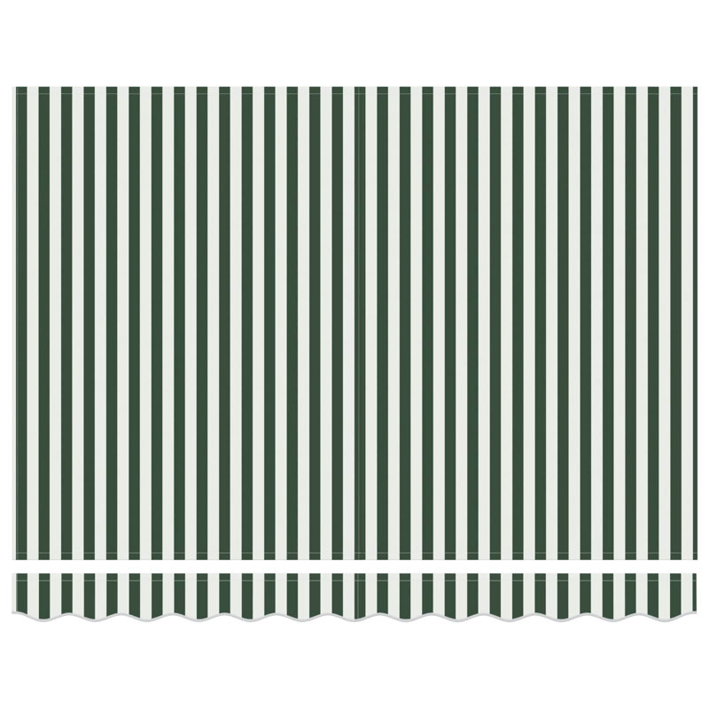 VidaXL 200cm D Polyester Cover Retractable Patio Awning, 300cm W x 200cm D, Green/White/Black, Striped