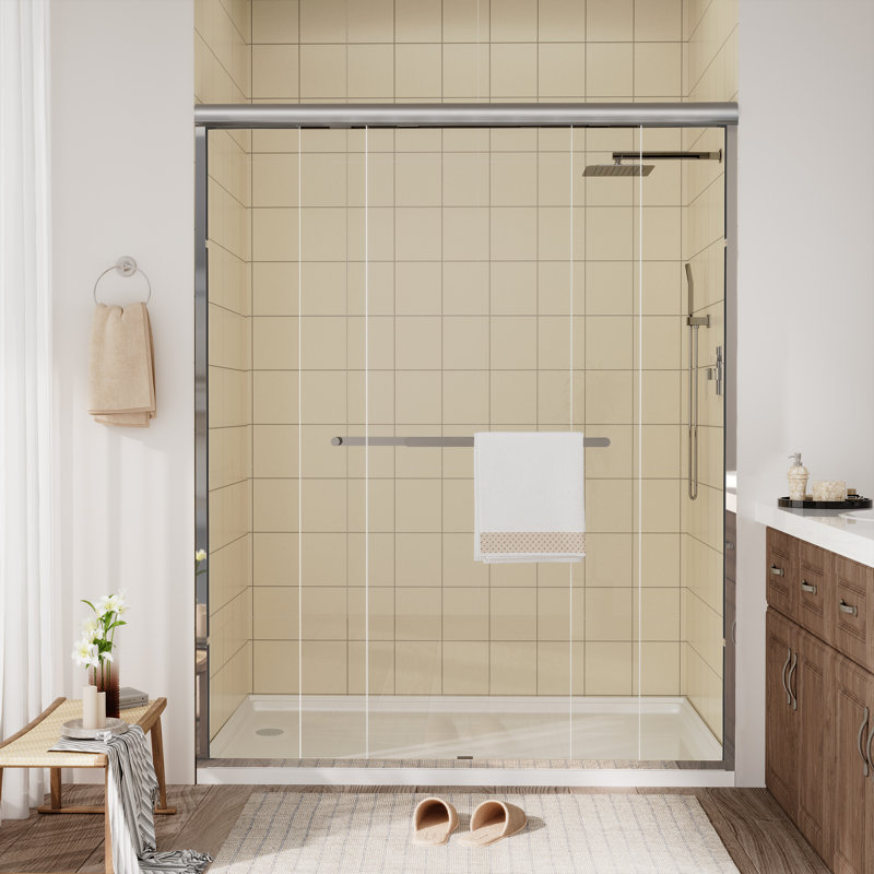 Porte de douche encadrée l 60 "x H 72", Chrome