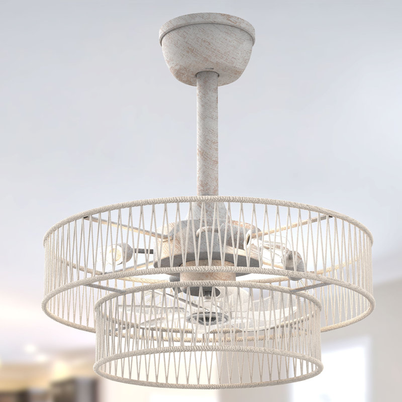 20" Modern Ceiling Fan With Lights And Remote Control, 6-Speed Adjustable Height And Timer