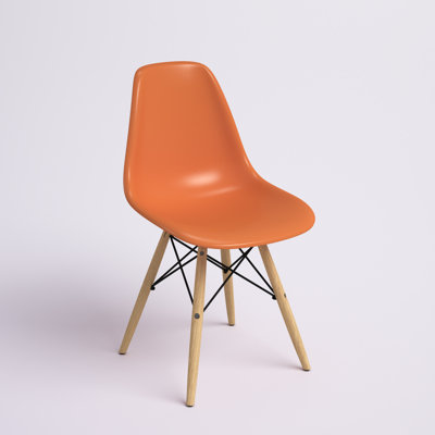 Plastic Dining Chair with Wooden Base