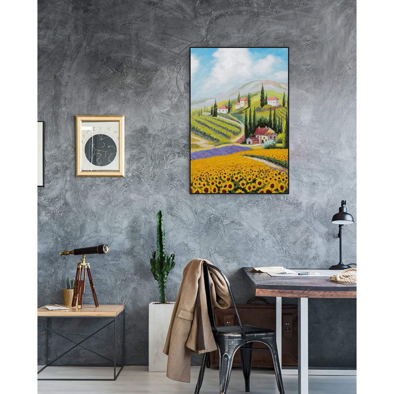 Hand -painted acrylic painting of summer nostalgia