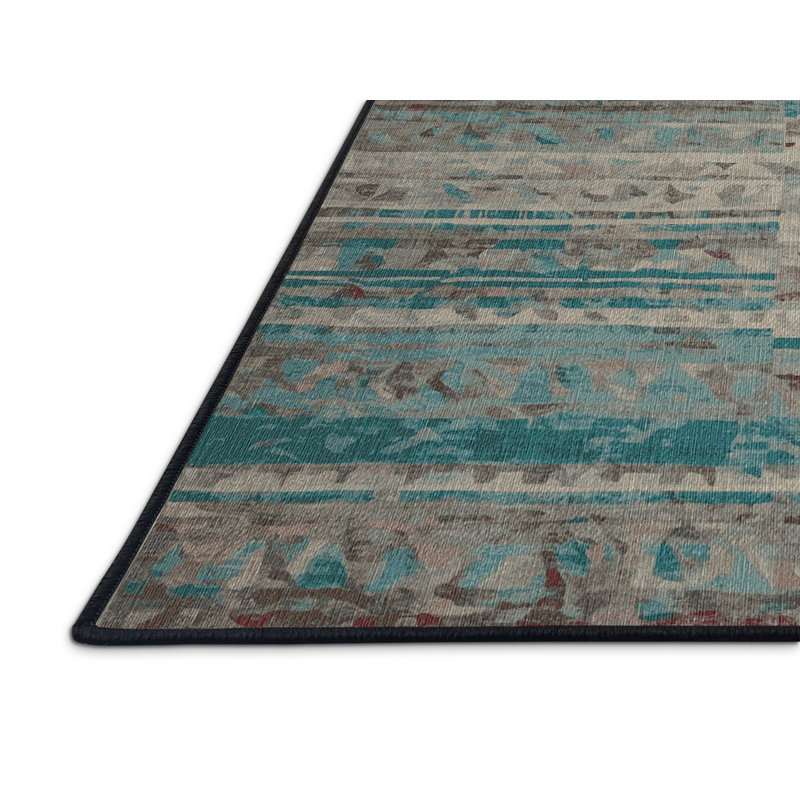 Machine Washable Gray Area Rug, Rectangle 3' x 5'
