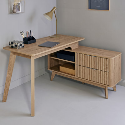 Bureau d'écriture en forme de L 55,12 "avec armoire de rangement Jurine