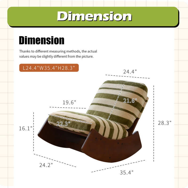 Chaise berçante confortable, fauteuil oscillant rembourré de haute qualité, structure en bois massif, parfaite pour les réglages multiples de la chaise de lecture pour la chambre à coucher et le salon
