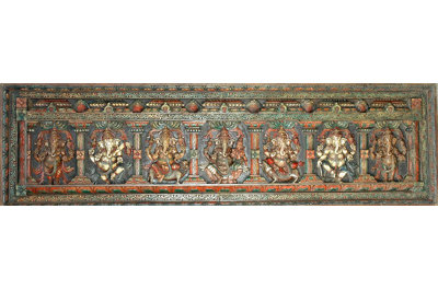 Handcrafted Ganesha Wood Panel Wall Art - Indian Elephant God Relief Sculpture Home Decor Accent