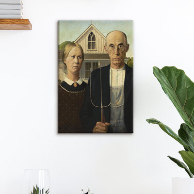 American Gothic by Grant Wood - No Frame Painting on Canvas