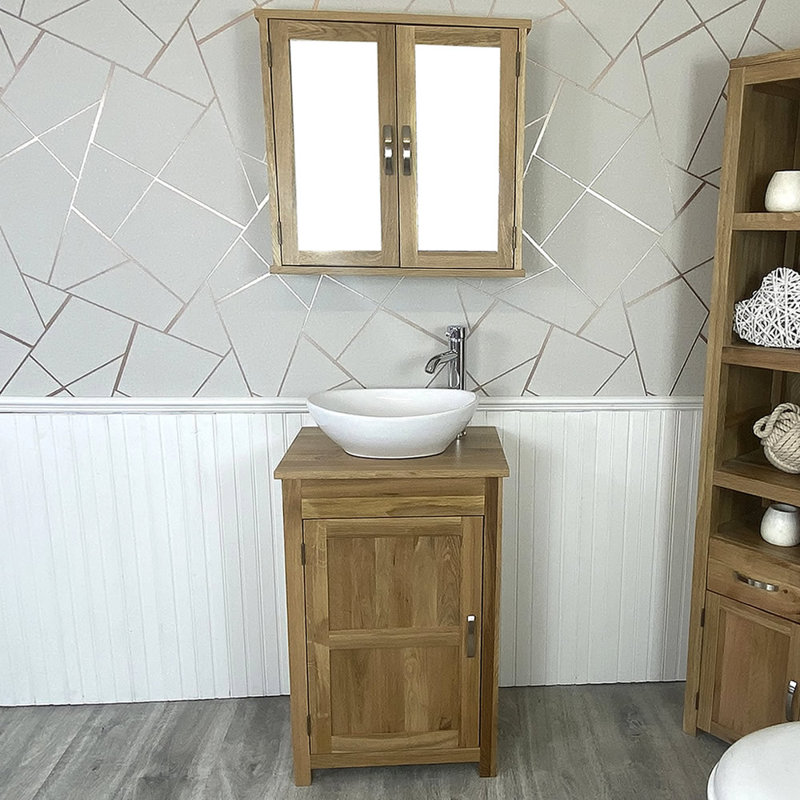 Marti 515mm Single Bathroom Vanity with Vessel Ceramic Basin, Oak