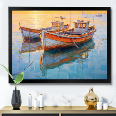 Deux bateaux dans le port III, reproduction d'art sur toile