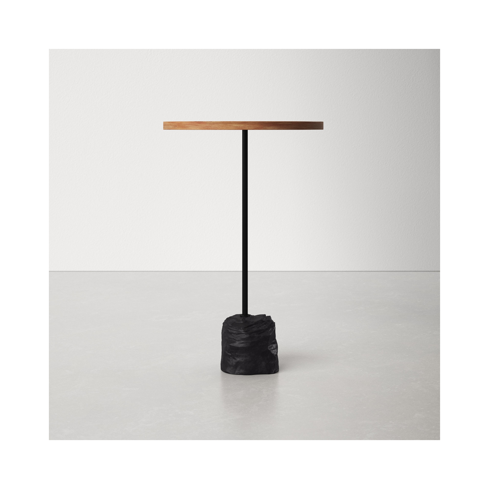 Nicholas Solid Wood End Table, Natural, Black