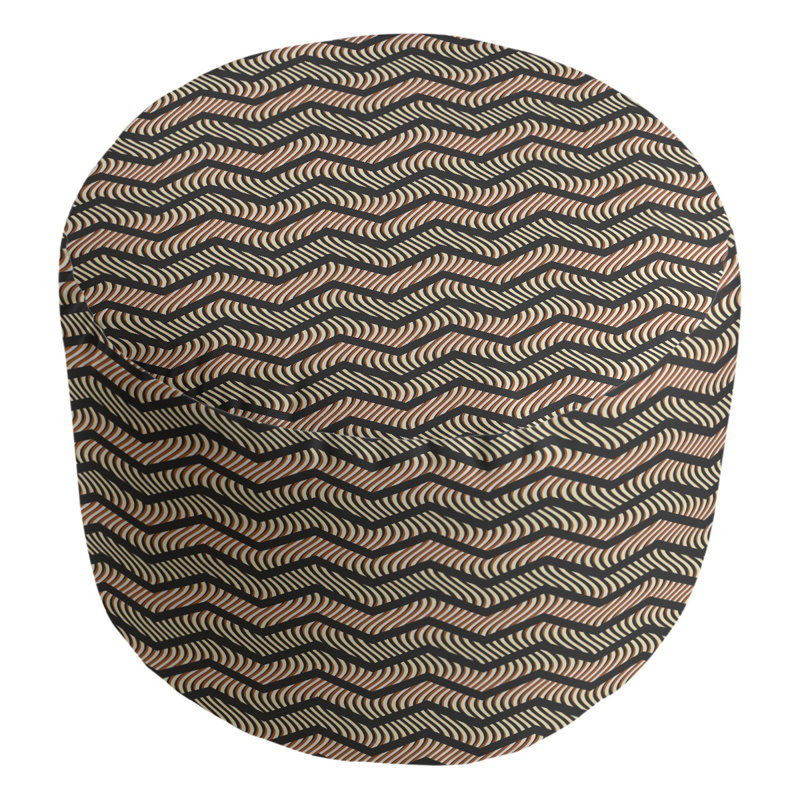 Upholstered Pouf, Black/Orange