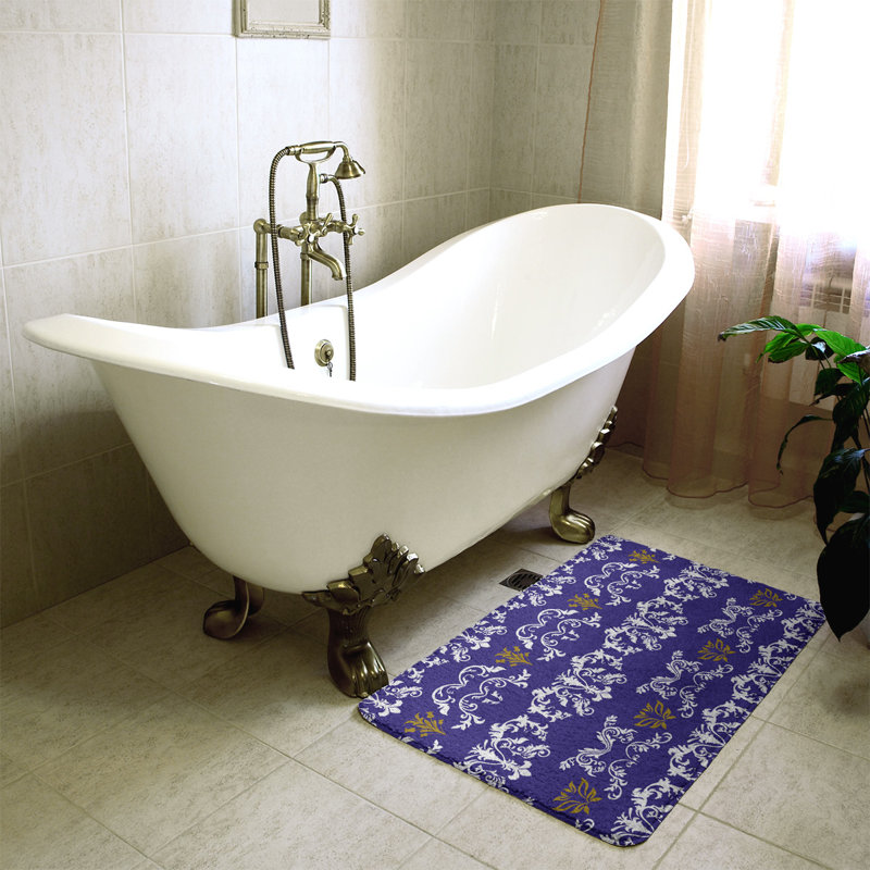 Tapis pour salle de bain Baltimore, l 21 po x L 34 po, Blanc/mauve/or métallique