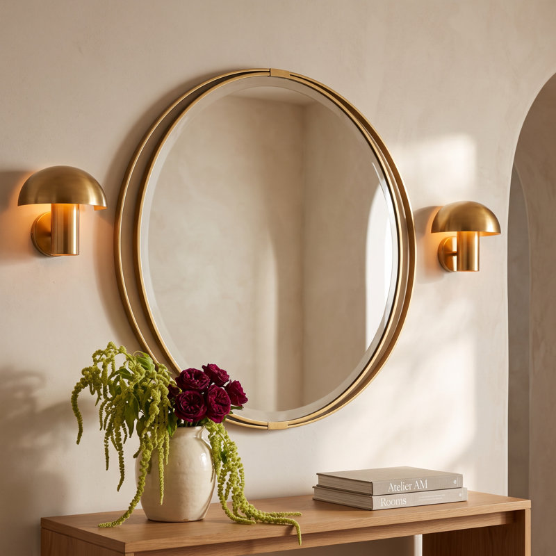 Joss & Main Dayton Gold Round Mirror