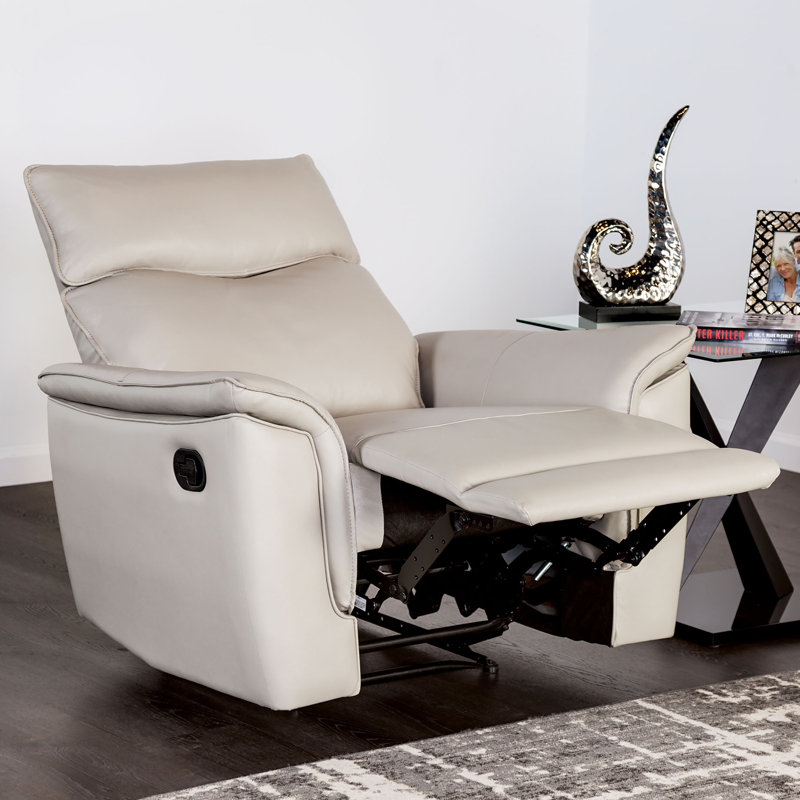 Amma 38.6" Wide Faux Leather Manual Glider Recliner, Gray Faux Leather