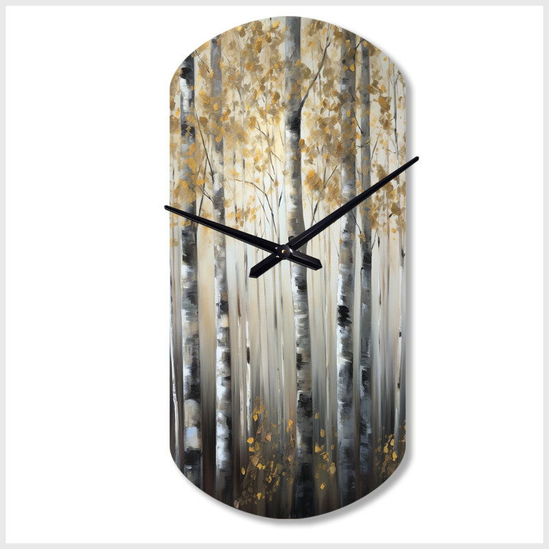 Horloge murale Birch Tree Forest Wonderland V - arbre asymétrique, Petit