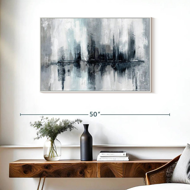 Lumières de port indigo, Cadre flottant blanc, 37 po x 25 po