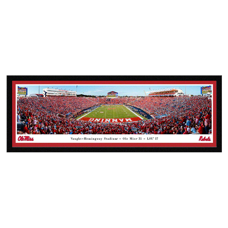 Impression panoramique Ole Miss Football, Cadre noir, H 15,5 po x l 42 po x P 1,375 po