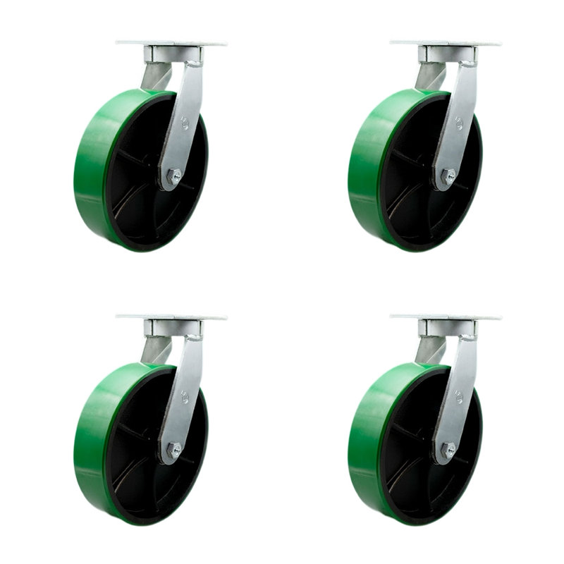 Ensemble de roulettes robustes en poly 4 pièces 4 pièces, Vert