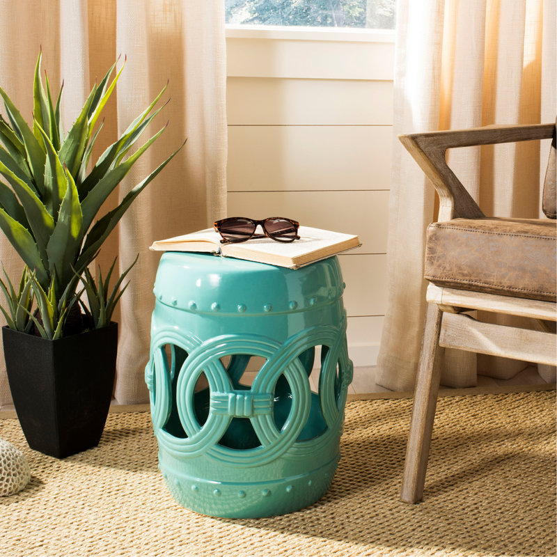 Tabouret de jardin en céramique Bartlesville, Bleu clair