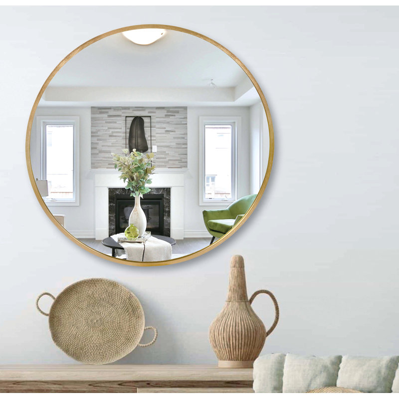 Metal Flat Wall Mirror, Gold