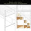 Lit mezzanine simple en métal avec escalier de rangement et petite armoire-2043365363