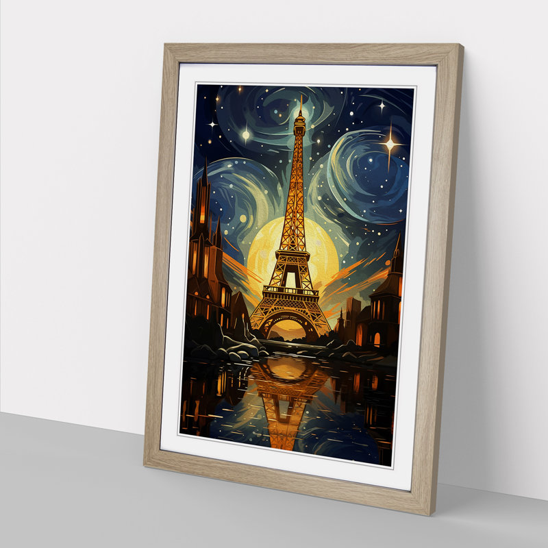 Eiffel Tower Art Deco - Framed Print, Oak, 34" H x 25" W x 2" D