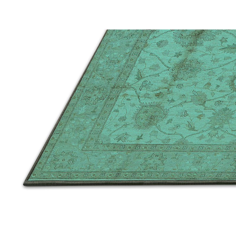 Tapis oriental bleu en laine et polyester tissé à la machine Glostrup, Rectangle 2 pi x 3 pi