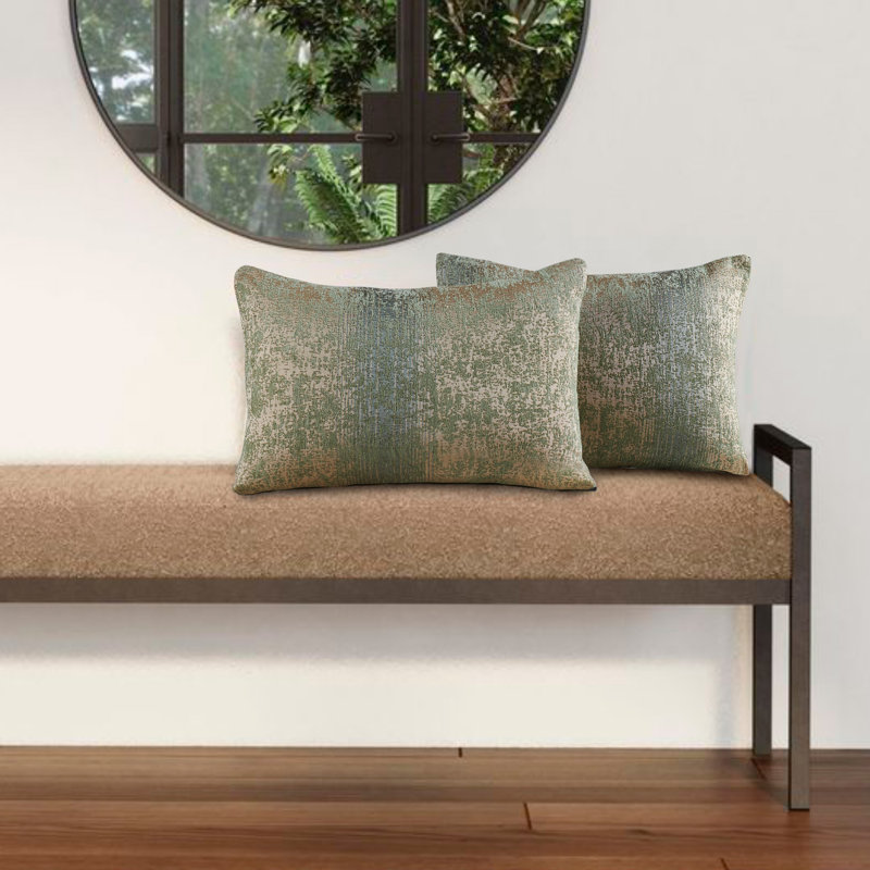 2 pièces de coussins décoratifs en chenille jacquard , Taupe/sauge