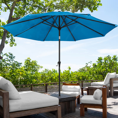 Kelton 10' W Crank Lift Auto-Tilt Patio Umbrella