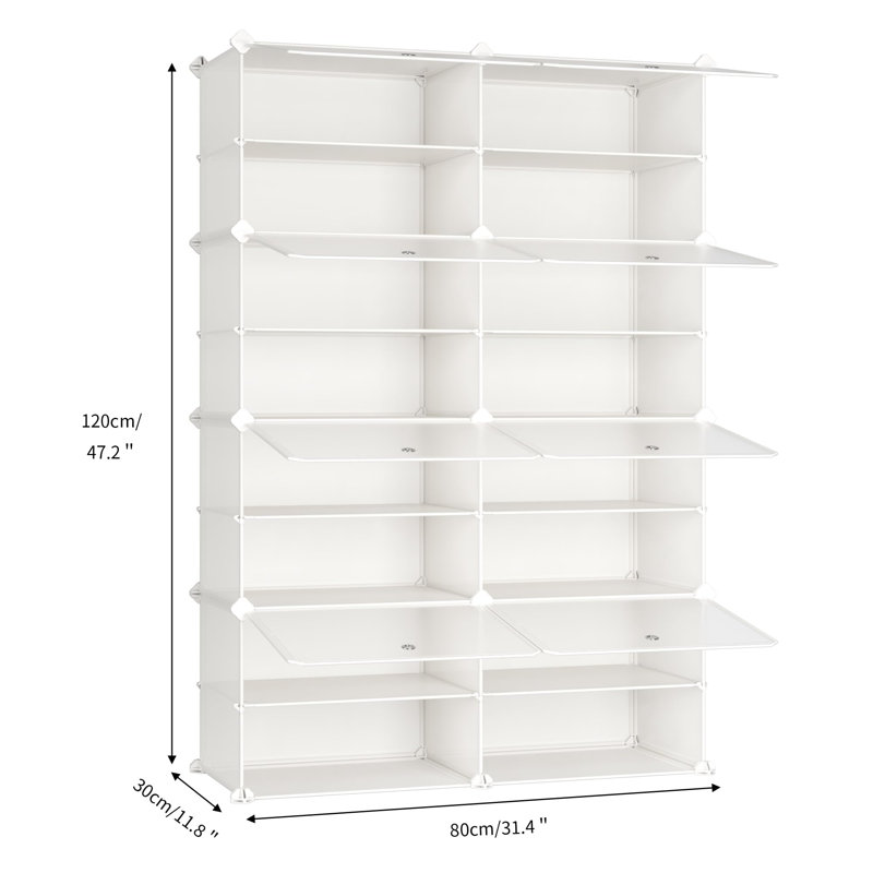 16 Pair Shoe Storage Cabinet, White
