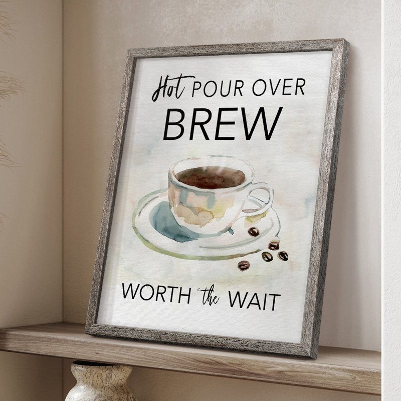 «Hot Pour Over Brew», reproduction encadrée - bois massif, H 15 po x l 12 po