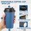 100 Pack 16 Oz Disposable Paper Coffee Cups With Lids For Coffee, Water, Juice, Or Tea, Blue And Gray Hot Paper Cups For Home, Restaurant, Store, And Cafe
