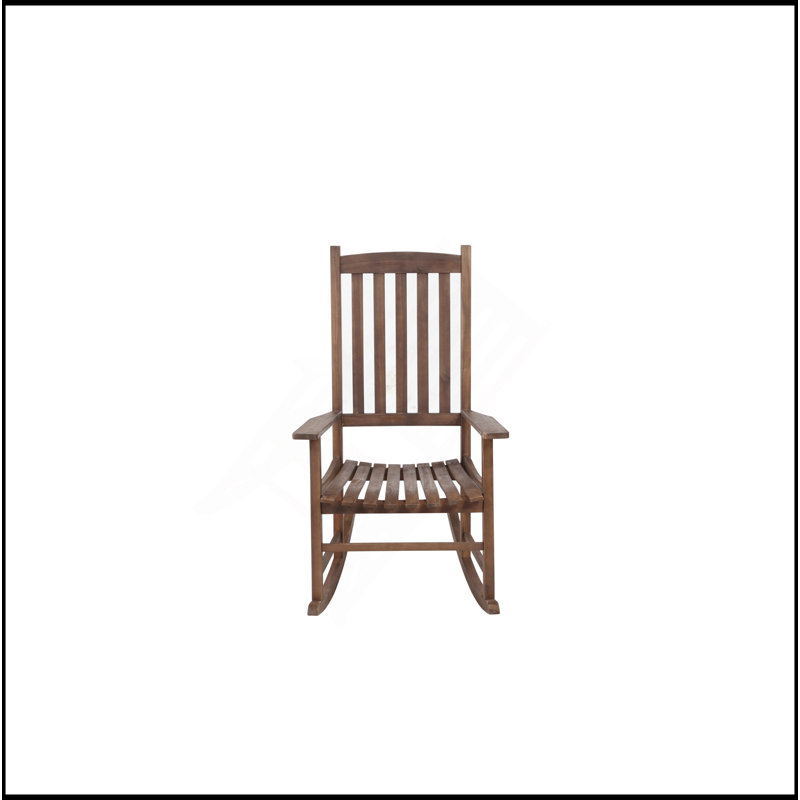 Chaise berçante d'extérieur en bois d'acacia brun et rustique traditionnelle