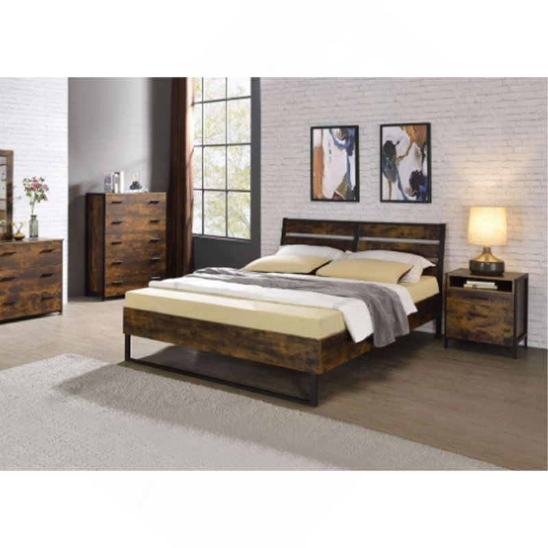 Juvanth Rustic Oak Finish E. King Bed