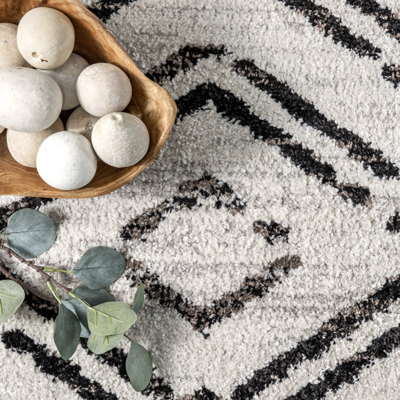 Bartett Southwestern Beige/Black Area Rug, Rectangle 7'10" x 10'