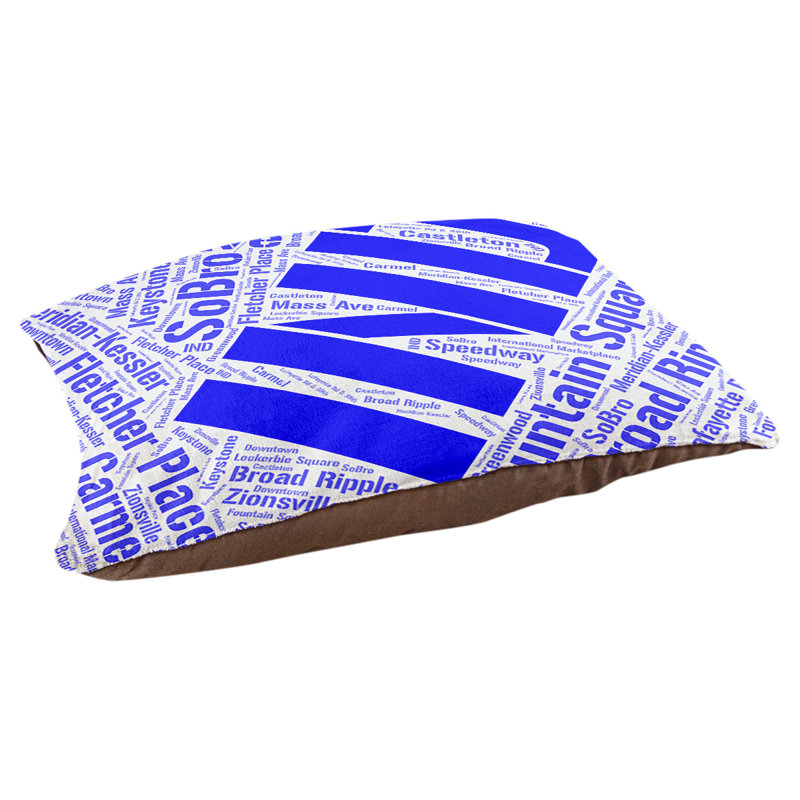 Coussin de chien « districts », Grand (l 40 po x P 30 po x H 14 po), Bleu, Indianapolis