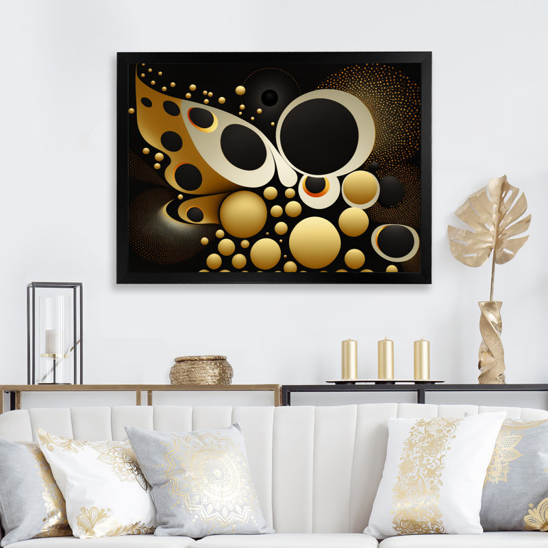 " Golden Circular Universe II ", Black Single Picture Framed, 12" H x 20" W x 1" D